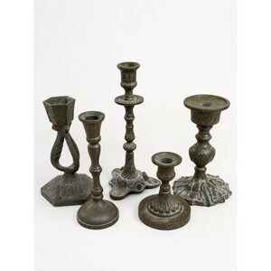 Pottery Barn Mixed Metal Candlestick Holder Set of 5 French Country Decor